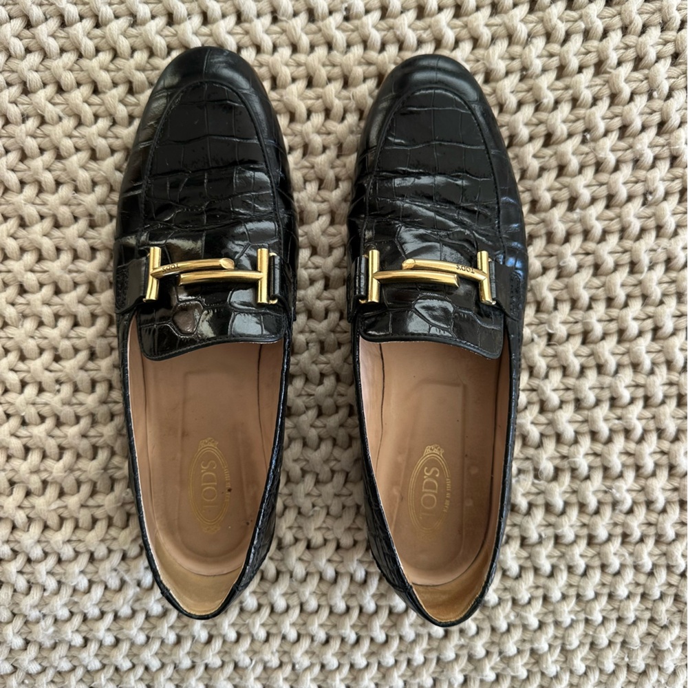 Tods crocodile loafers